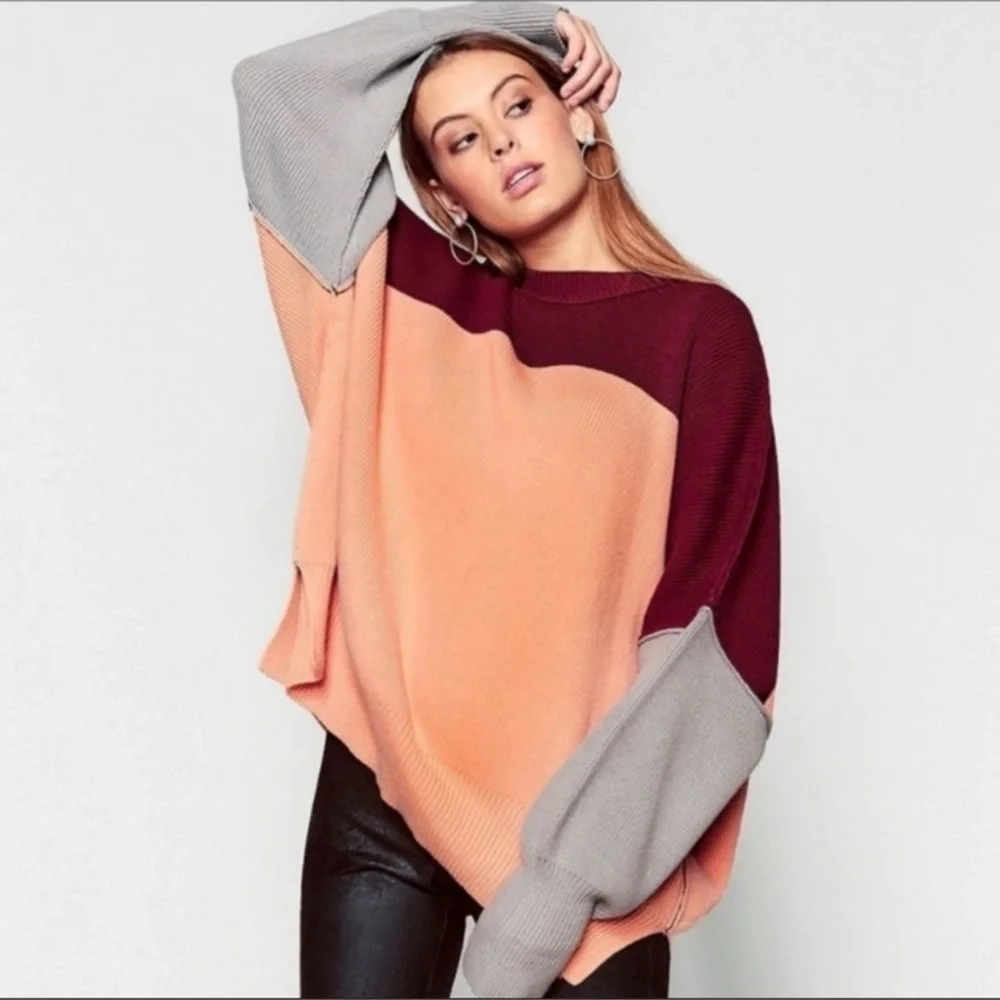 Free People Easy Street Color Block Sweater Size Small Women - Picture 1 of 10